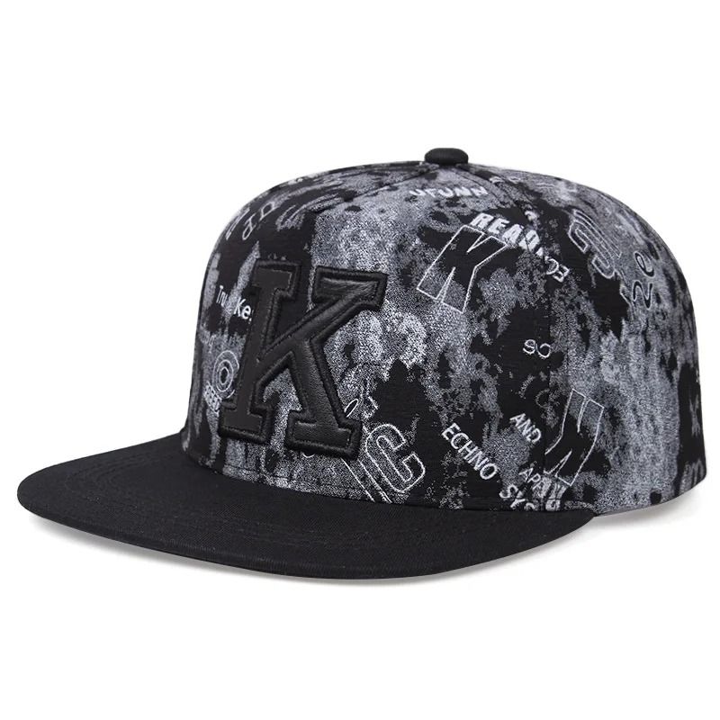 New Printed K Letter Flat-Brimmed Hip-Hop Hat