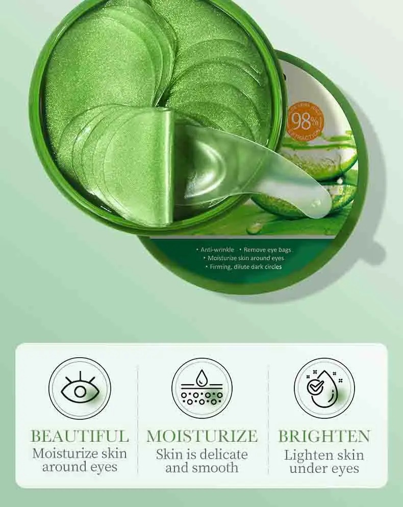 Moisturizing Aloe Vera Eye Masks, Anti-Dark Circles, Anti-Wrinkle Collagen Eye Patches