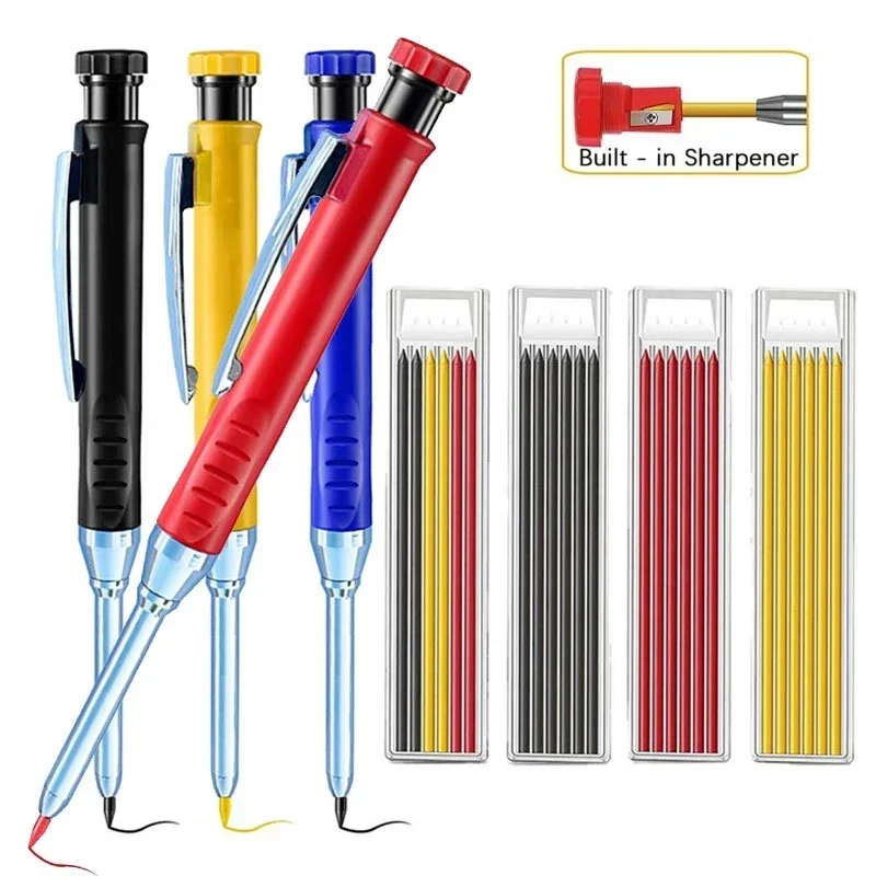 Carpenter Mechanical Pencil with Sharpener for Woodworking  Durable Long Head Carpenter Pencil for Precision Marking
