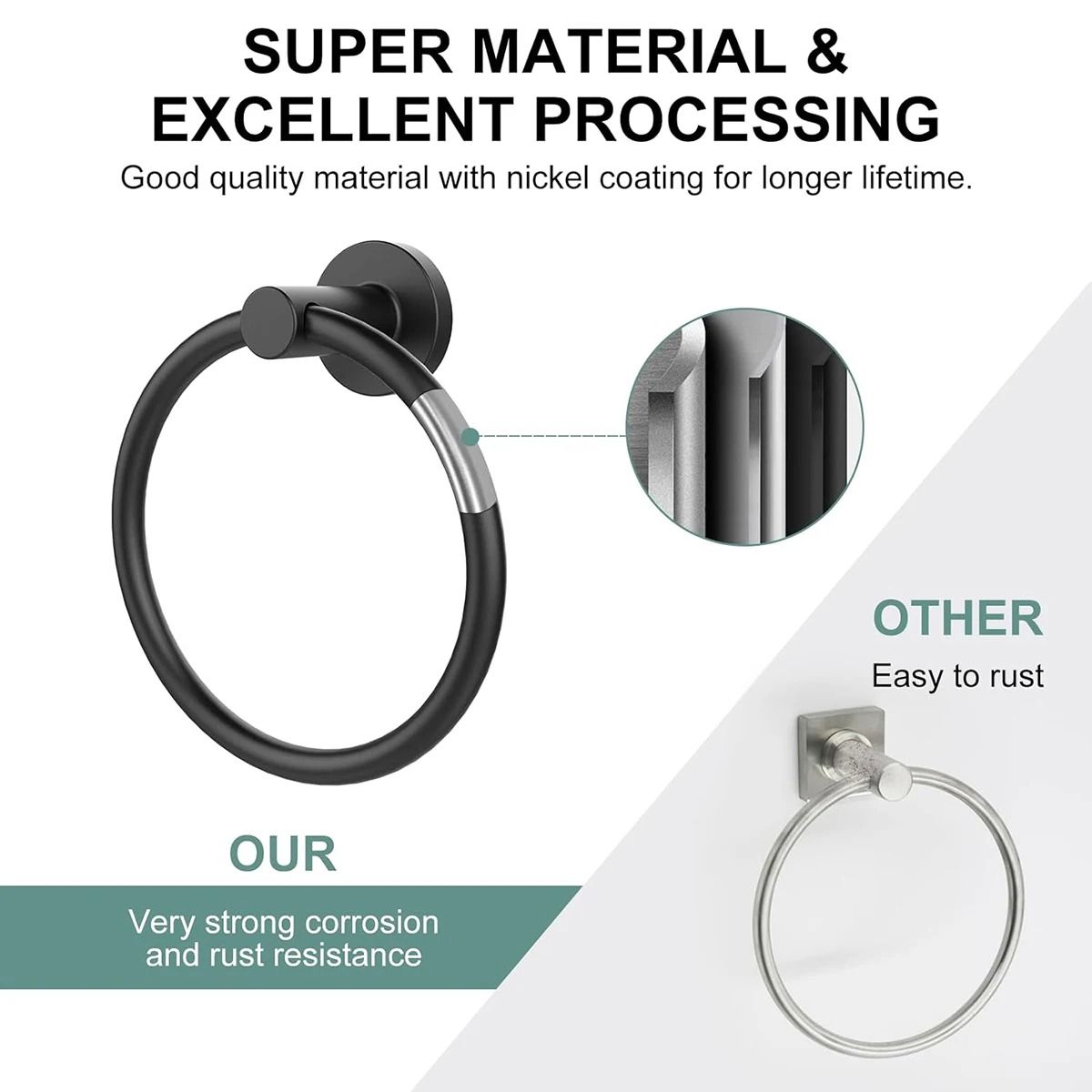 Stainless Steel Towel Ring – SUS304 Round Hand Towel Holder