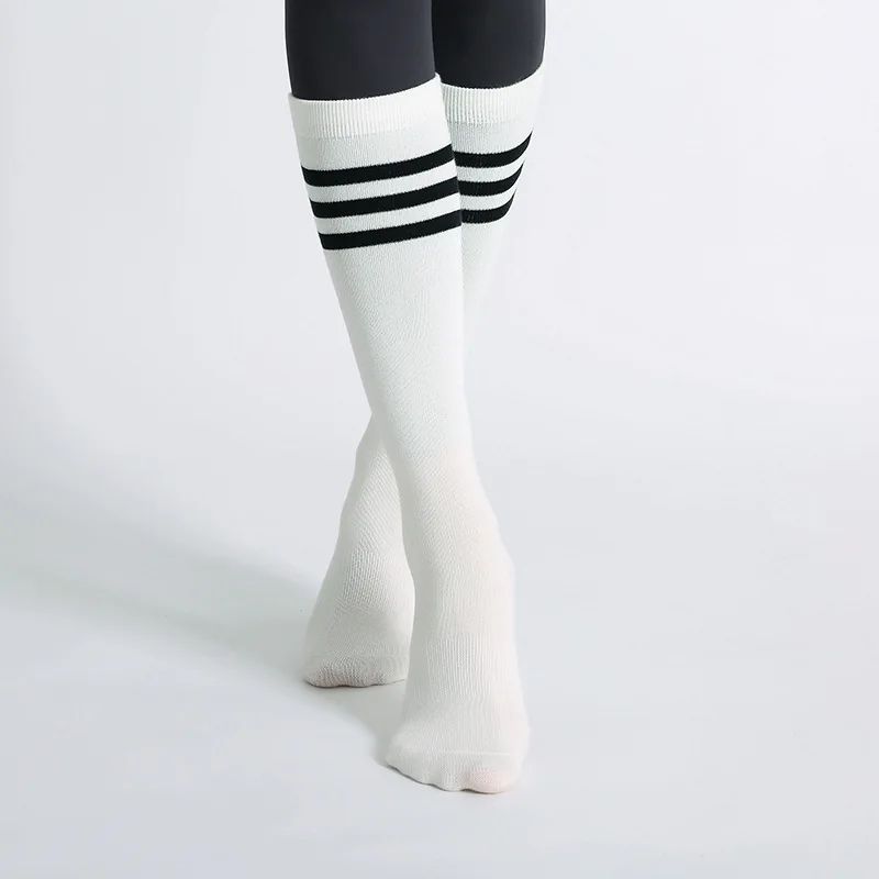Autumn Winter Womens Anti-Slip Cotton Yoga Socks – Mid-Calf Terry Pilates & Ballet Grip Fitness Socks