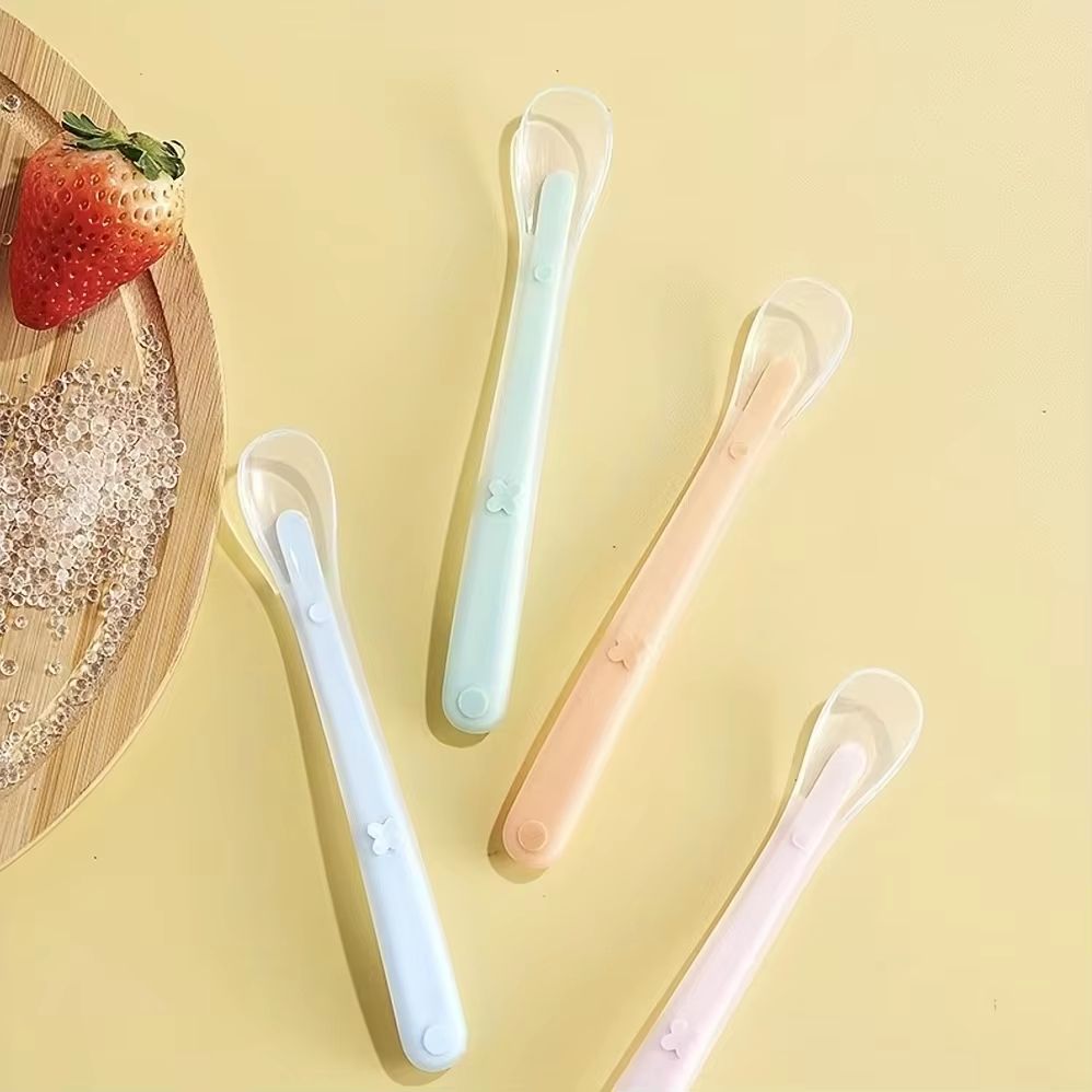 Soft-Touch Silicone Baby Feeding Spoon with Matte Surface - Safe Training Tableware