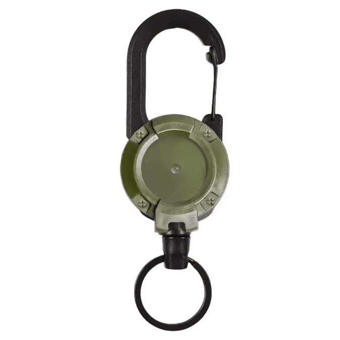 GripLock Retractable Carabiner Keychain with Steel Wire Reel