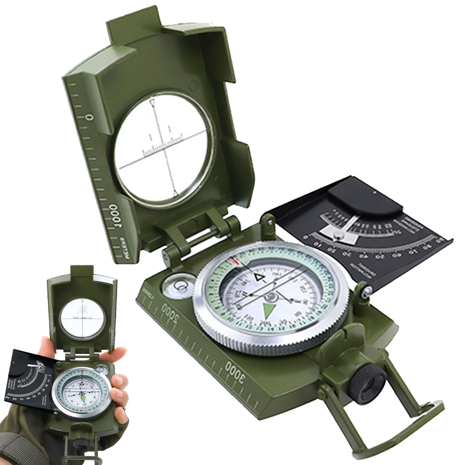 High Precision Lensatic Compass Portable Outdoor Navigation Tool with Luminous Dial