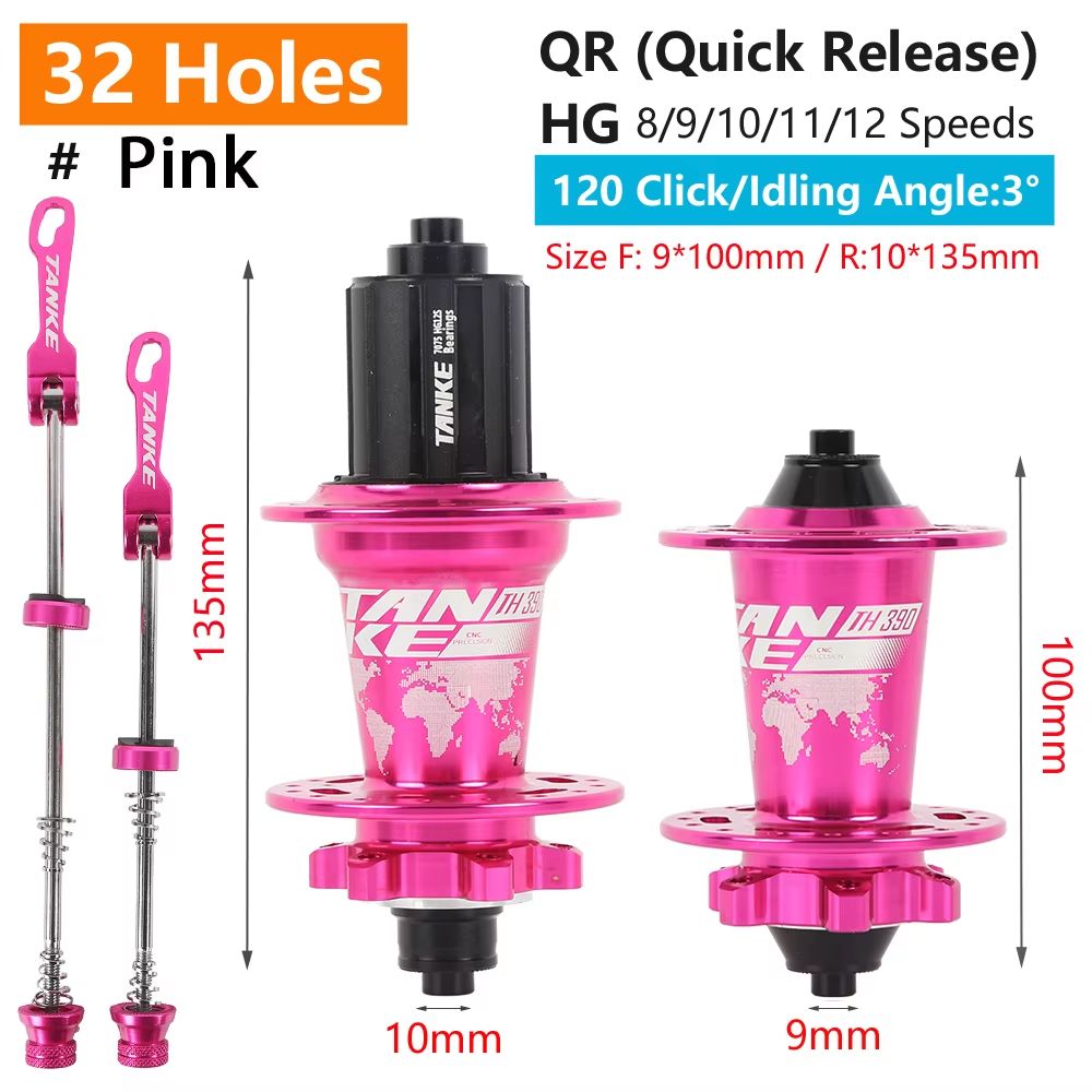 TANKE 120-Click 6-Bearing MTB Hub – 28/32/36H Disc Brake Front & Rear (8-12 Speed)