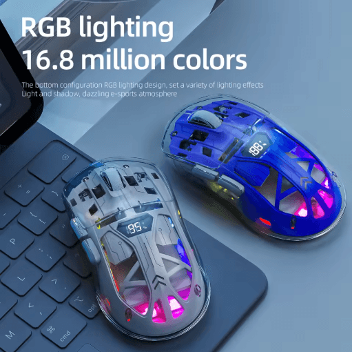 A2 Transparent Digital display RGB Bluetooth Mouse Wireless Dual mode Connection Win Mac