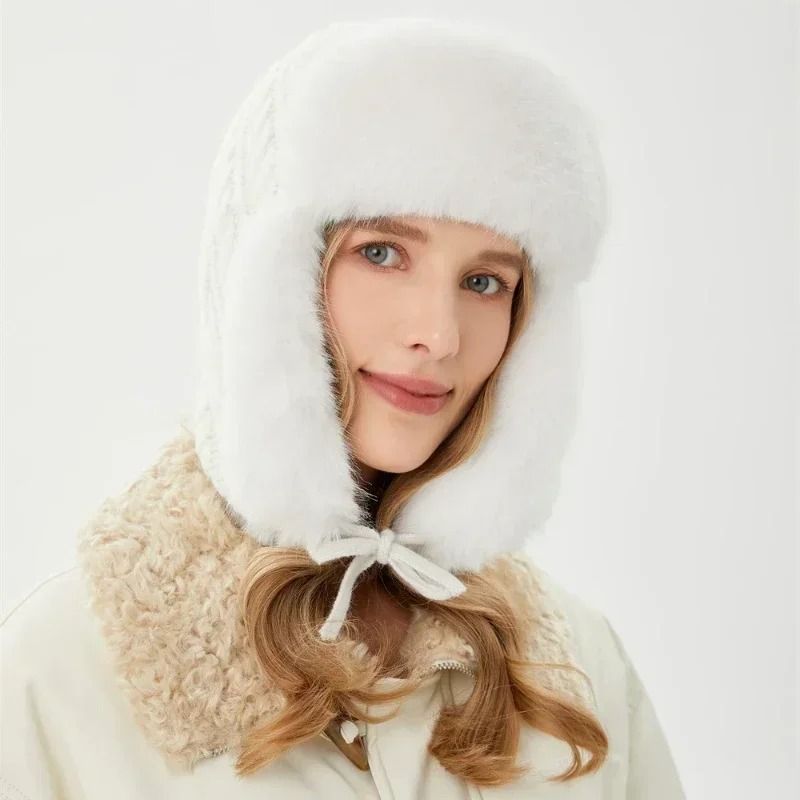 Thickened Knit Earflap Plush Winter Hat