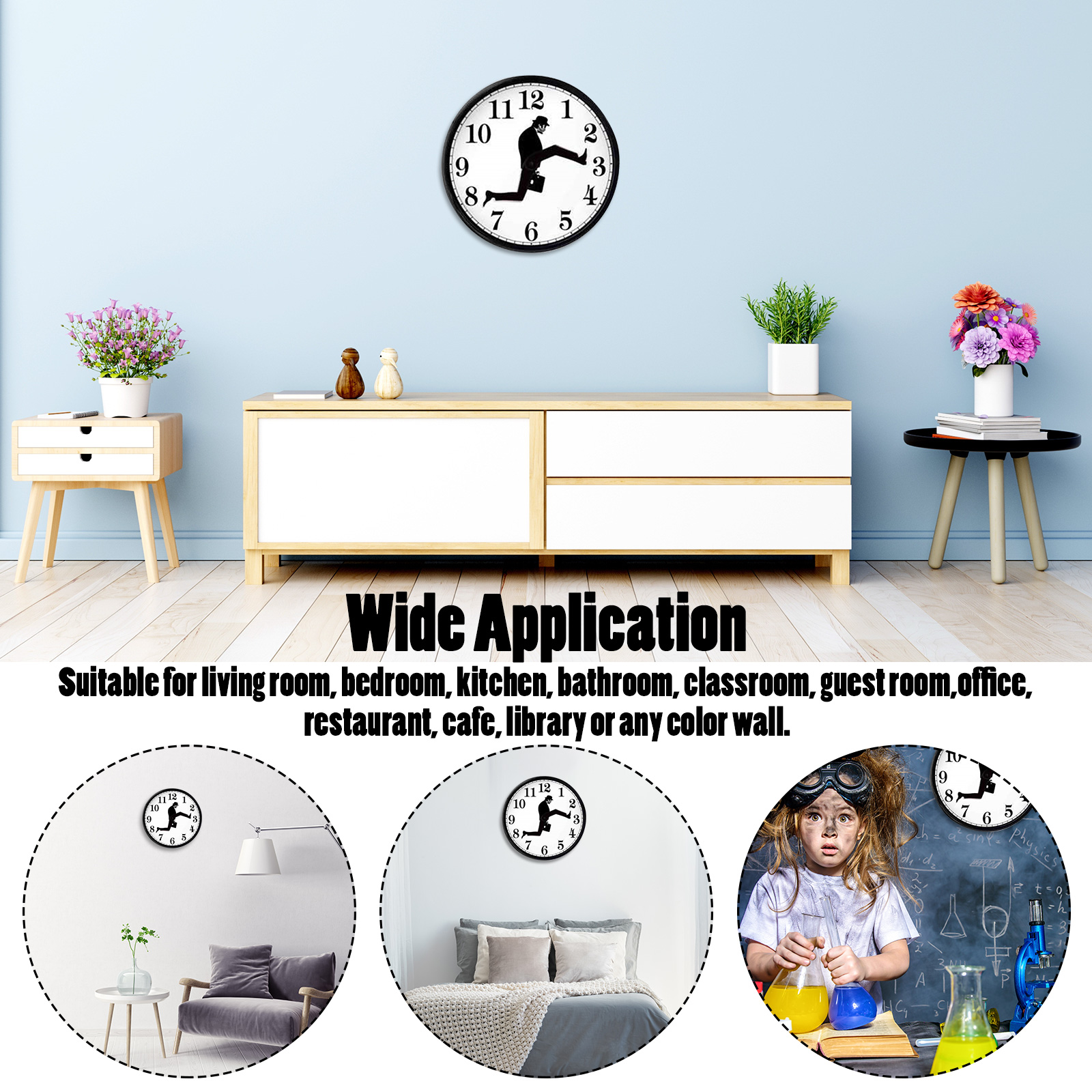 Silly Walk Wall Clock, Monty Python Inspired Creative Artwork, Sweep Seconds Mute Clock Wall Art for Home Living Room