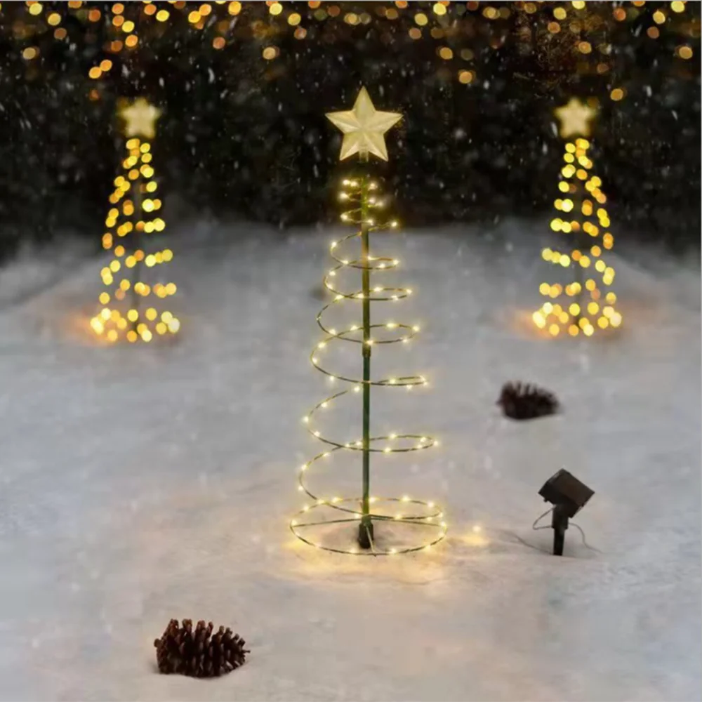 Solar Outdoor Christmas Tree Lights: LED Ground Lamp String for Garden DEcor - Waterproof IP65 Star Lanterns