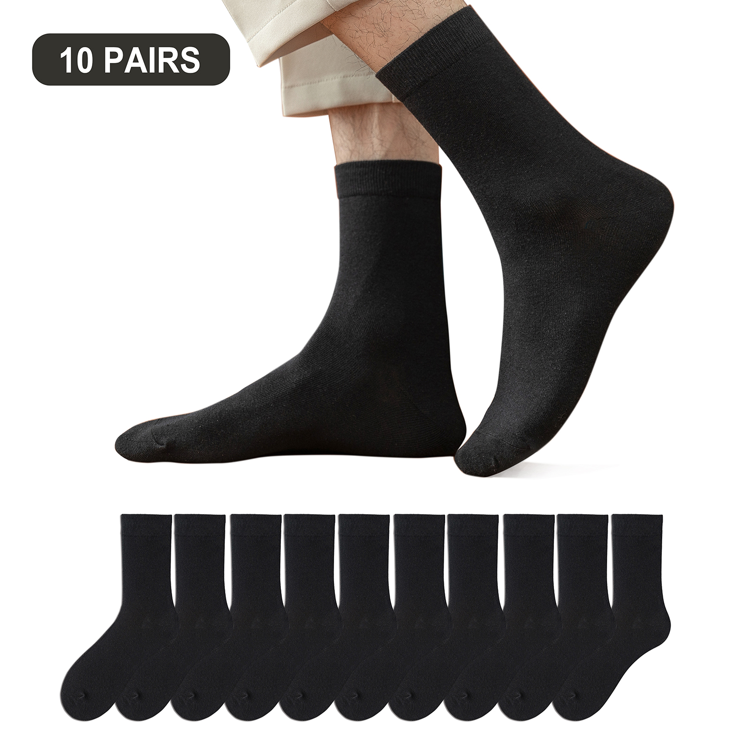 Premium Mens Cotton Socks Soft Breathable Business Socks Comfortable Dress Socks for Daily Wear