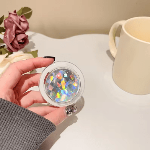 Laser Glass Heart Magnetic Phone Grip – Universal MagSafe Holder & Stand for iPhone & Samsung