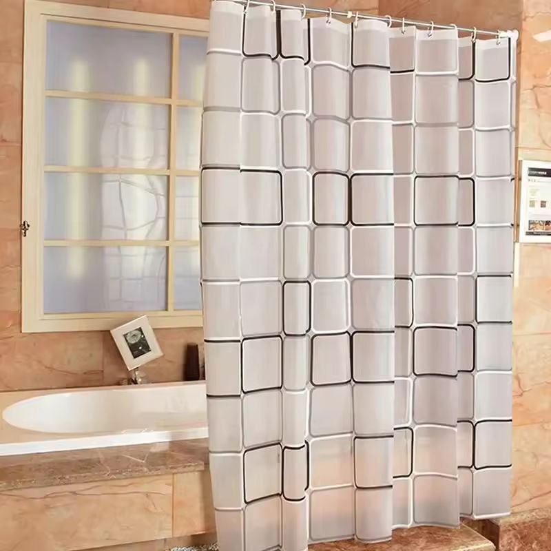 Modern Geometric Waterproof Shower Curtain – Farmhouse Style Bath Curtain