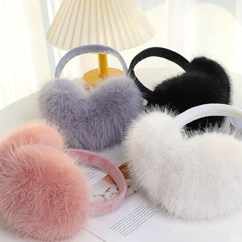 Fashion Plush Earmuffs Ear Warmer for Women, Collapsible Keep Warm Winter Earflaps