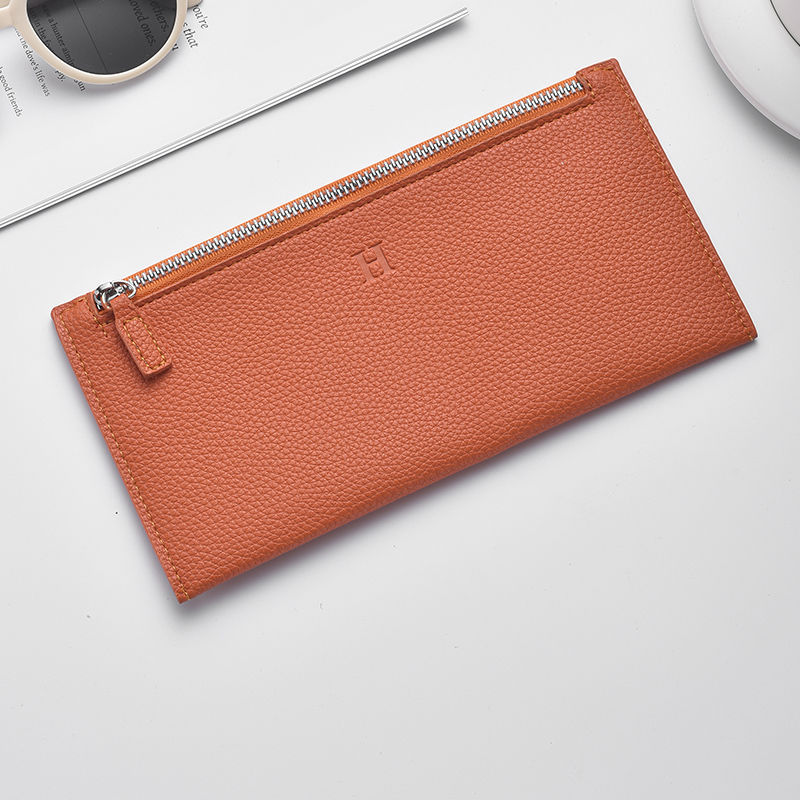 Women's Ultra-Thin Casual Zipper Wallet, New Leather Long Wallet, Soft Leather Clip Phone Holder and Cosmetic Bag