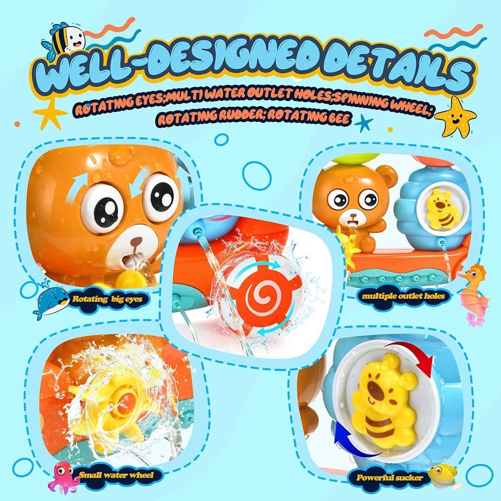 Baby Bath Toy Suction Cup Wall Water Play Track