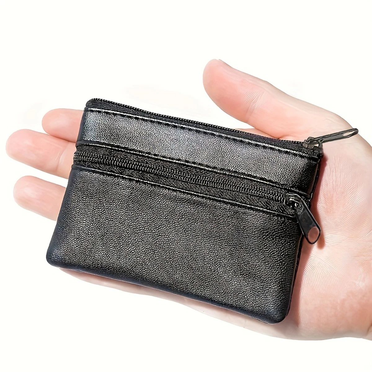 Compact Leather Coin Purse & Mini Wallet – Zip-Around Change Pouch for Men, Women & Kids