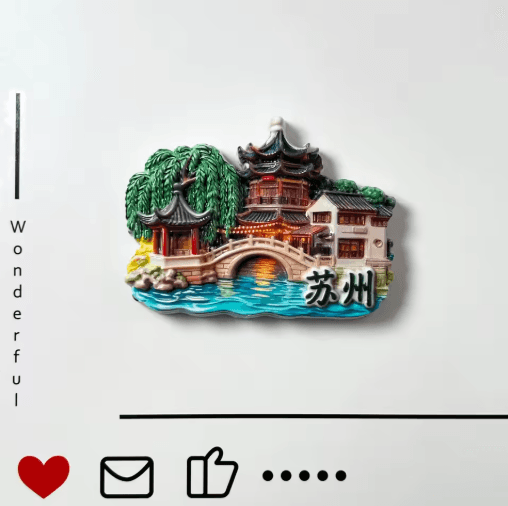 Suzhou Gardens Moon Tower Relief Landscape Home Decor Souvenir