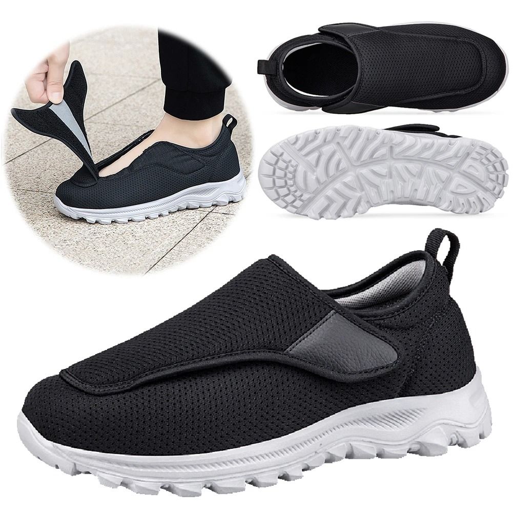 Men Diabetic Orthopedic Walking Shoes Wide Fit Slip On with Velcro Closure