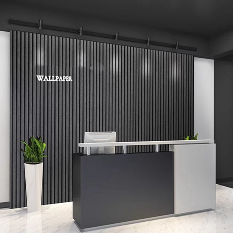Waterproof Self-Adhesive New Black and Gray Grille Wood Grain Wallpaper, Stylish Background Wall Paper