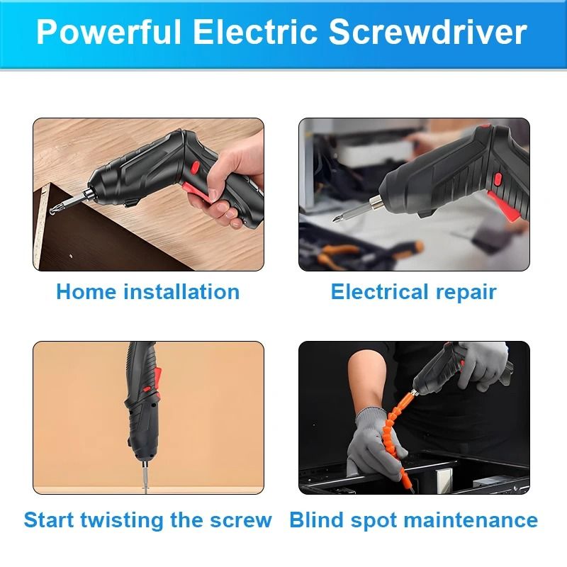 47PCS Cordless Electric Screwdriver Set Rechargeable Mini Hand Drill