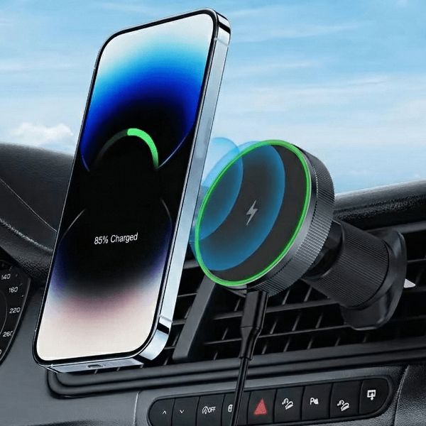 Magnet Car Phone Holder Mount, Magnetic Car Wireless Charger Stand Bracket for iPhone Fast Charging Station