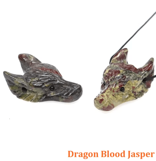 SpiritWolf Crystal Wolf Head Pendant – Hand-Carved Gemstone Necklace Charm
