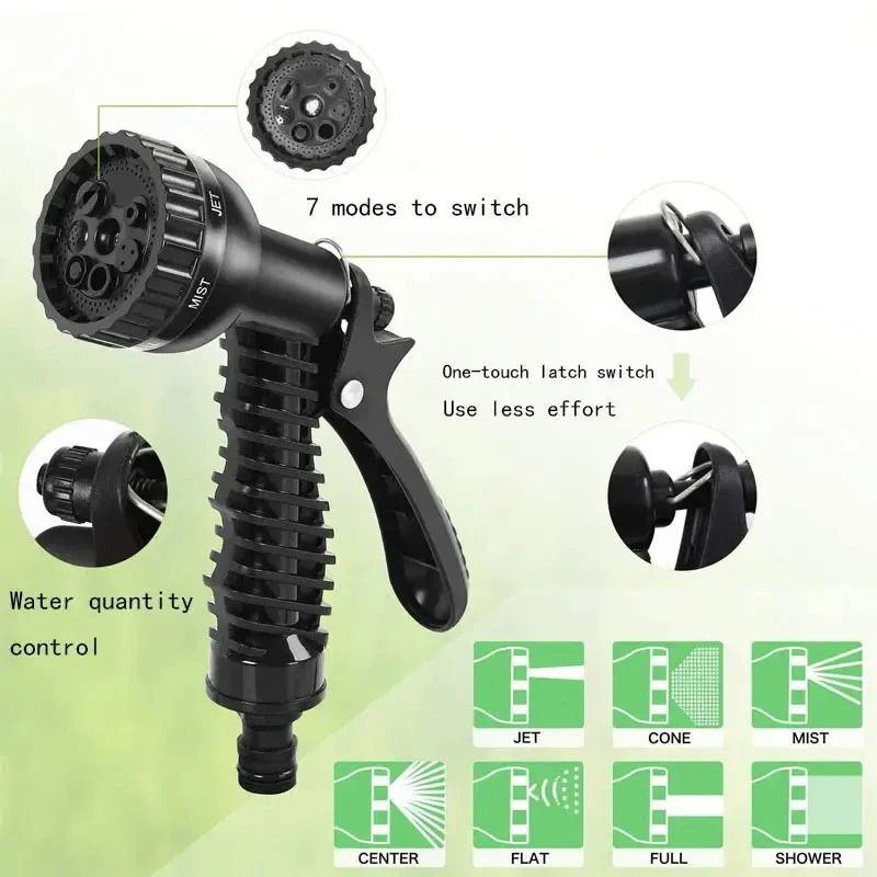 Expandable High Pressure Car Wash Hose with Multi Function Spray Nozzle