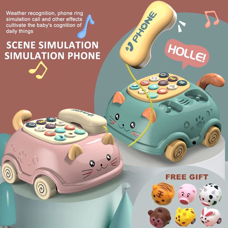 Montessori Musical Pull-Along Phone Toy with Soft Lights (Baby Learning Toy)