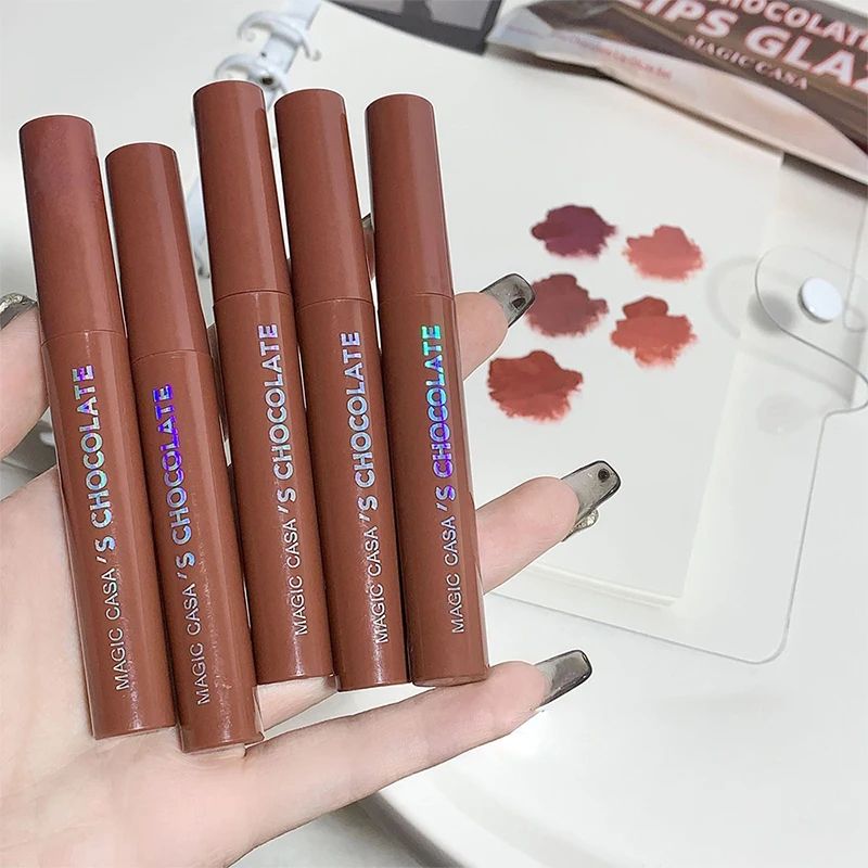 Chocolate Lip Glaze Set 5 Shade Matte Lipstick Set Long Lasting Velvet Lip Color