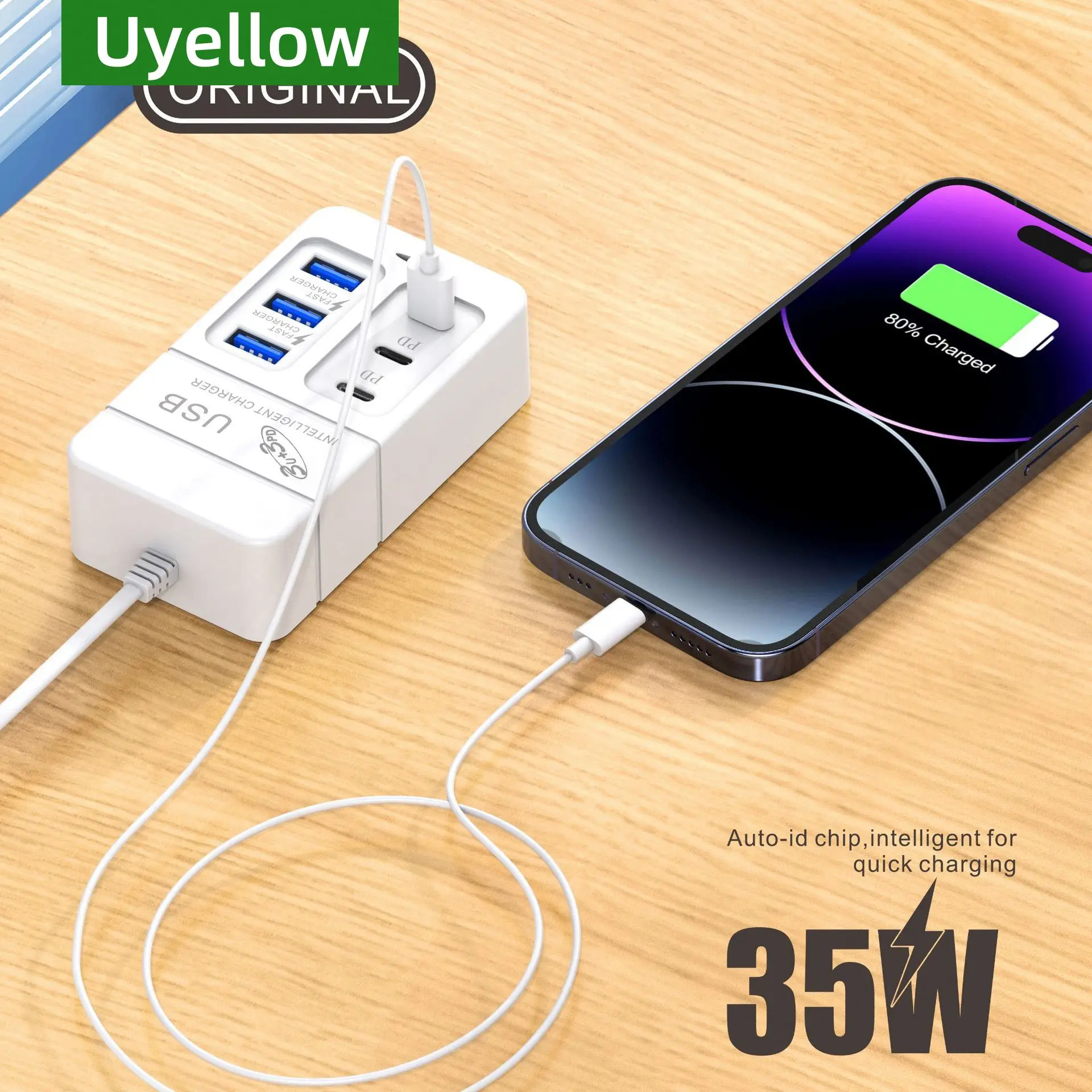 Multi-Port USB Wall Charger, Fast Charging for iPhone, Samsung, and More