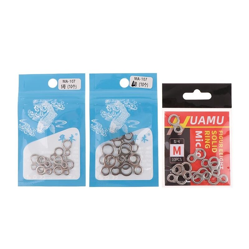 Stainless Steel Assist Hook Figure 8 Rings Fishing Lure Connectors 10 Piece Set