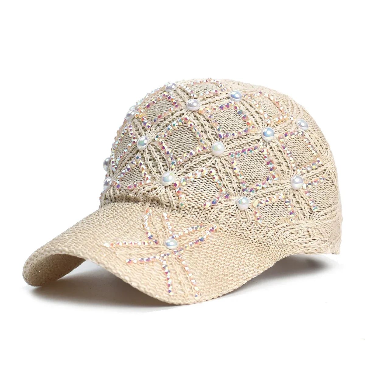 Womens Straw Baseball Cap – UV Protection Adjustable Summer Beach Sun Hat