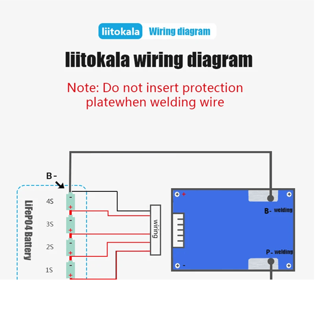 LiitoPower 4S 12V 100A LiFePO4 Battery Management System with Balanced Charging