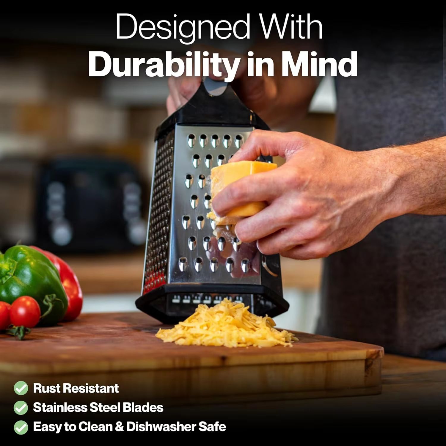 MultiSlice 6-Side Stainless Steel Box Grater – Multifunction Kitchen Slicer & Shredder