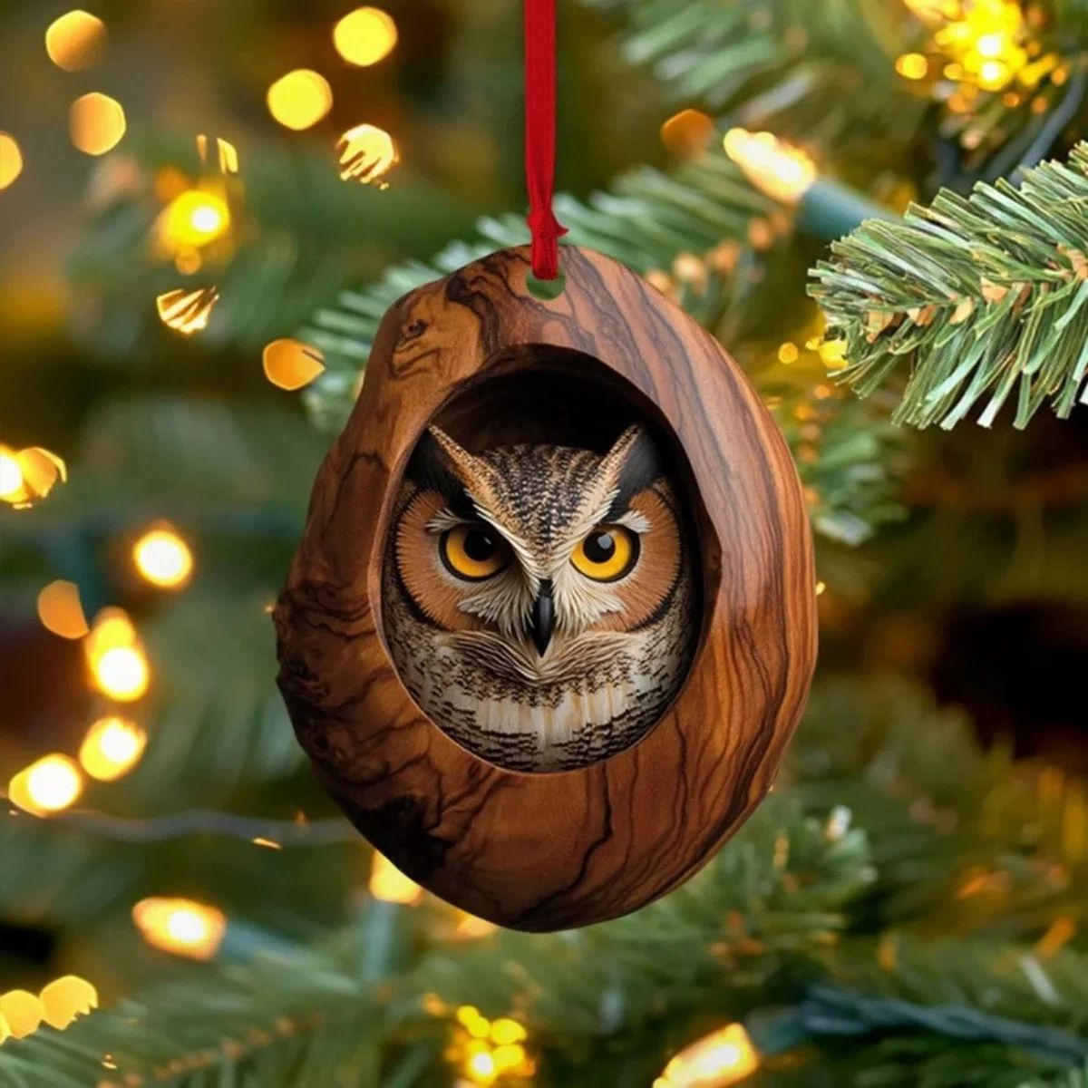 Cute Animal Christmas Tree Ornaments – Acrylic Bunny, Owl, Squirrel & Hedgehog Hanging Decorations