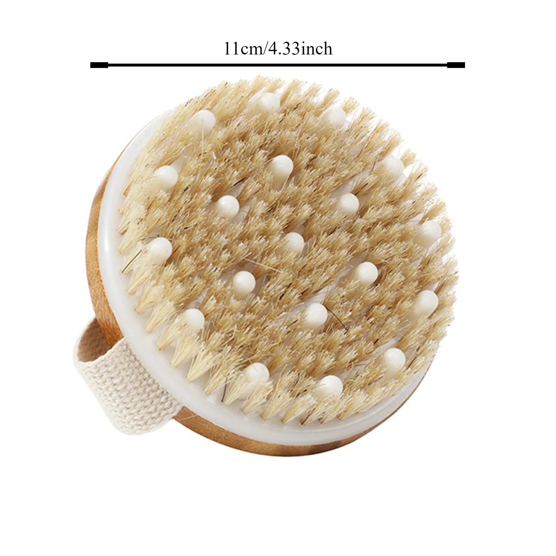 Natural Bristle Body Exfoliating Brush Wet and Dry Skin Scrub Bath Tool