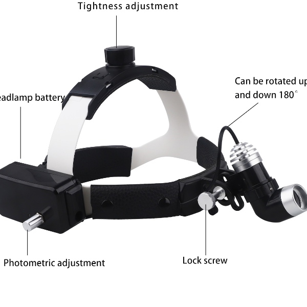 ENT Dental Headlight, 5W LED Surgical Headlamp with Adjustable Brightness & Spot