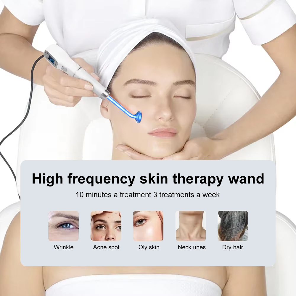High Frequency Electrode Wand Glass Tube Electrotherapy Acne Spot Remover, Skin Care Facial Therapy