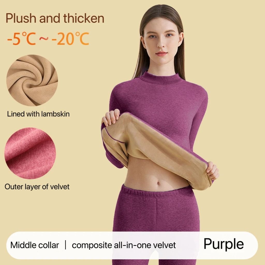 Womens Ultra Thick Thermal Underwear Set Seamless Long Sleeve Winter Clothing