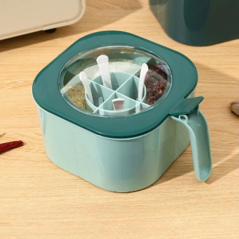 4 in 1 Seasoning Box with Lid and Spoons Large Capacity