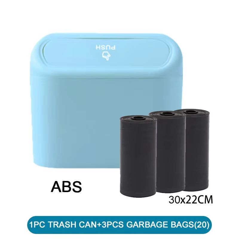 Leak-Proof Car Trash Can with Lid Mini Garbage Bin and 300 Bags