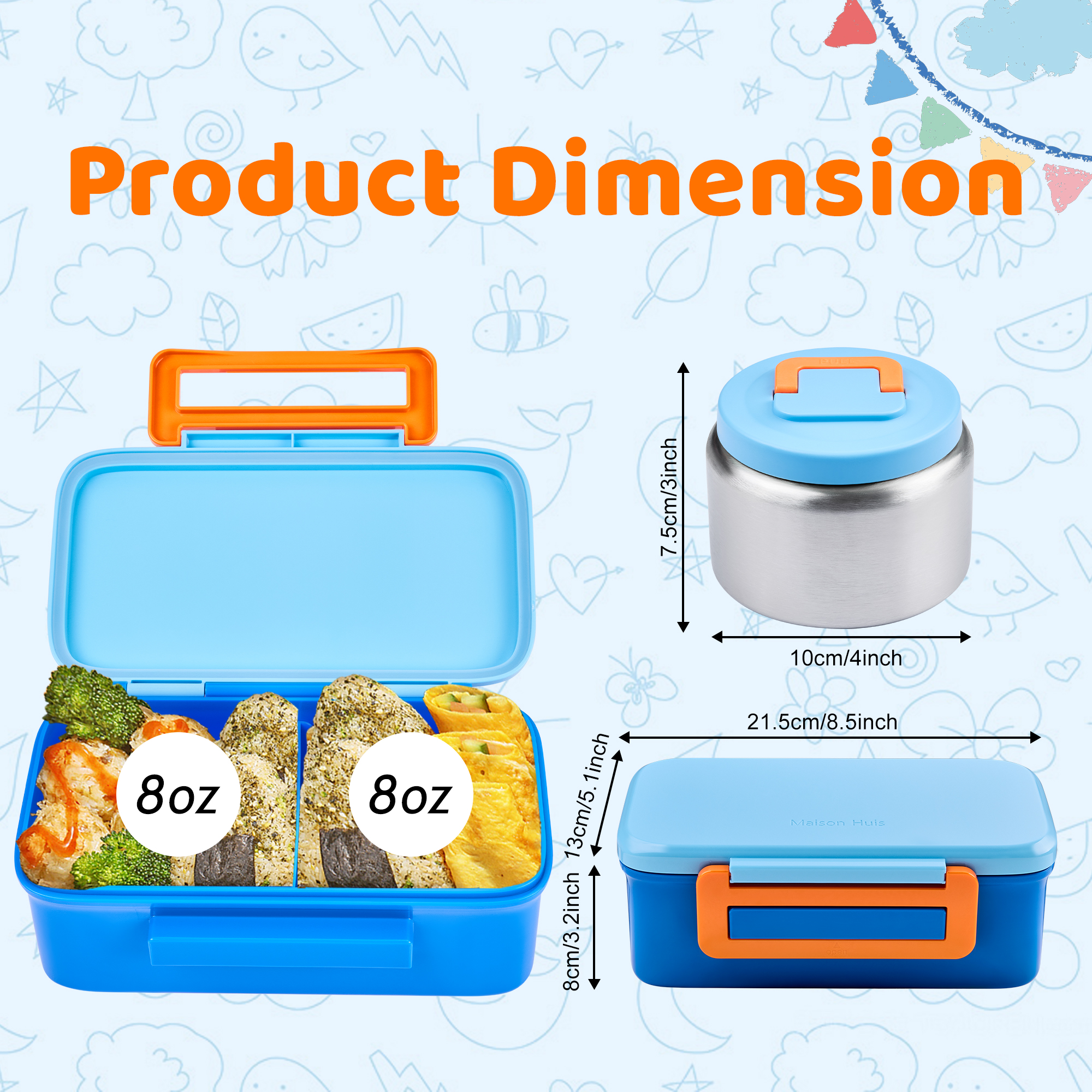 Insulated Bento Lunch Box Set with Snack and Sauce Containers