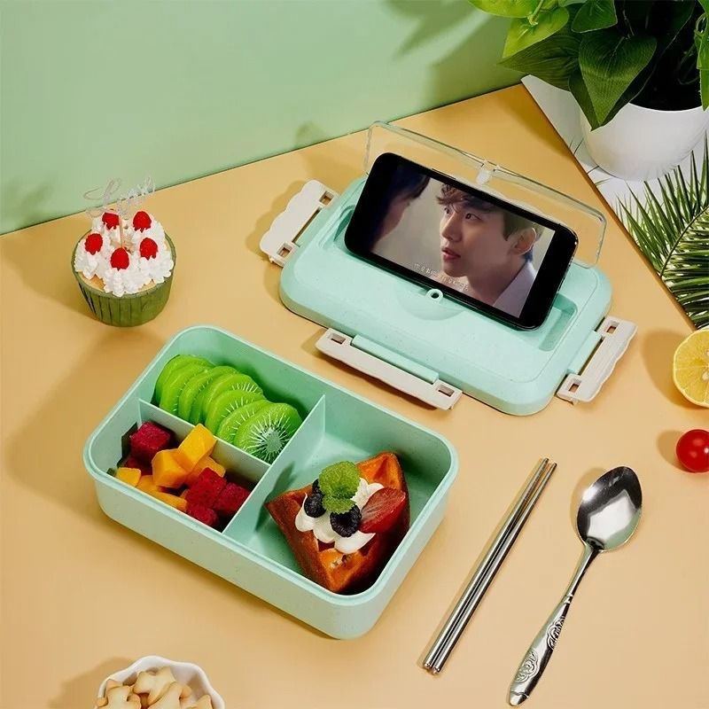 Professional 37 oz Microwavable Bento Lunch Box with Utensils