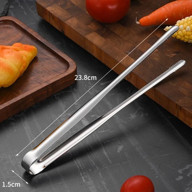 Stainless Steel Grill Tongs Food Clip BBQ Steak Bread Tong Cooking Utensil Non-Slip Kitchen Gadget