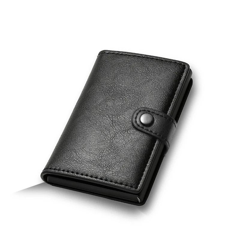 Carbon Fiber Credit Card Holder Wallet RFID Smart Metal Pop Up Wallet