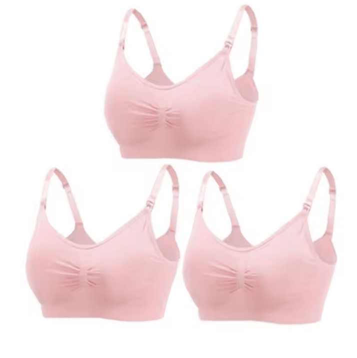 3pcs Maternity Nursing Bras Cotton Seamless Breathable Push Up Bra Set