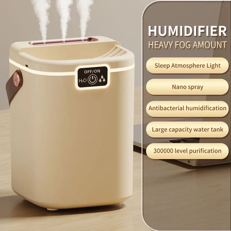 Three-Nozzle Desktop Humidifier with Night Light – 2 L Large-Capacity USB Humidifier with Adjustable Mist