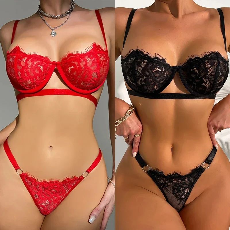 Women's Fairy Embroidery Lace Push-Up Bra and Brief Set Delicate Underwear