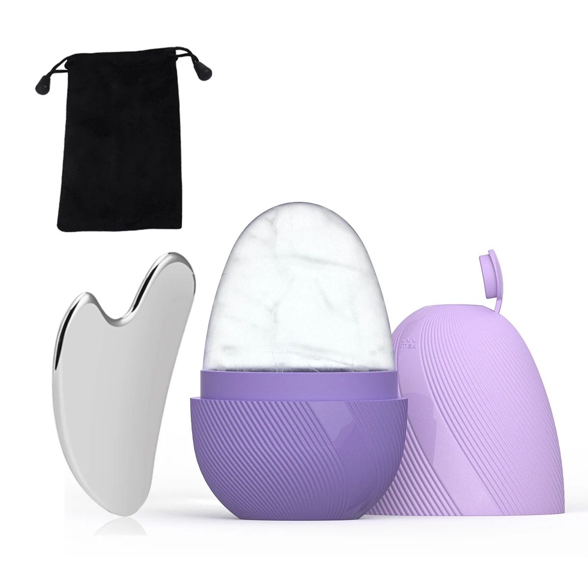CryoGlow Ice Face Roller & Stainless Steel Gua Sha Facial Sculpting Set
