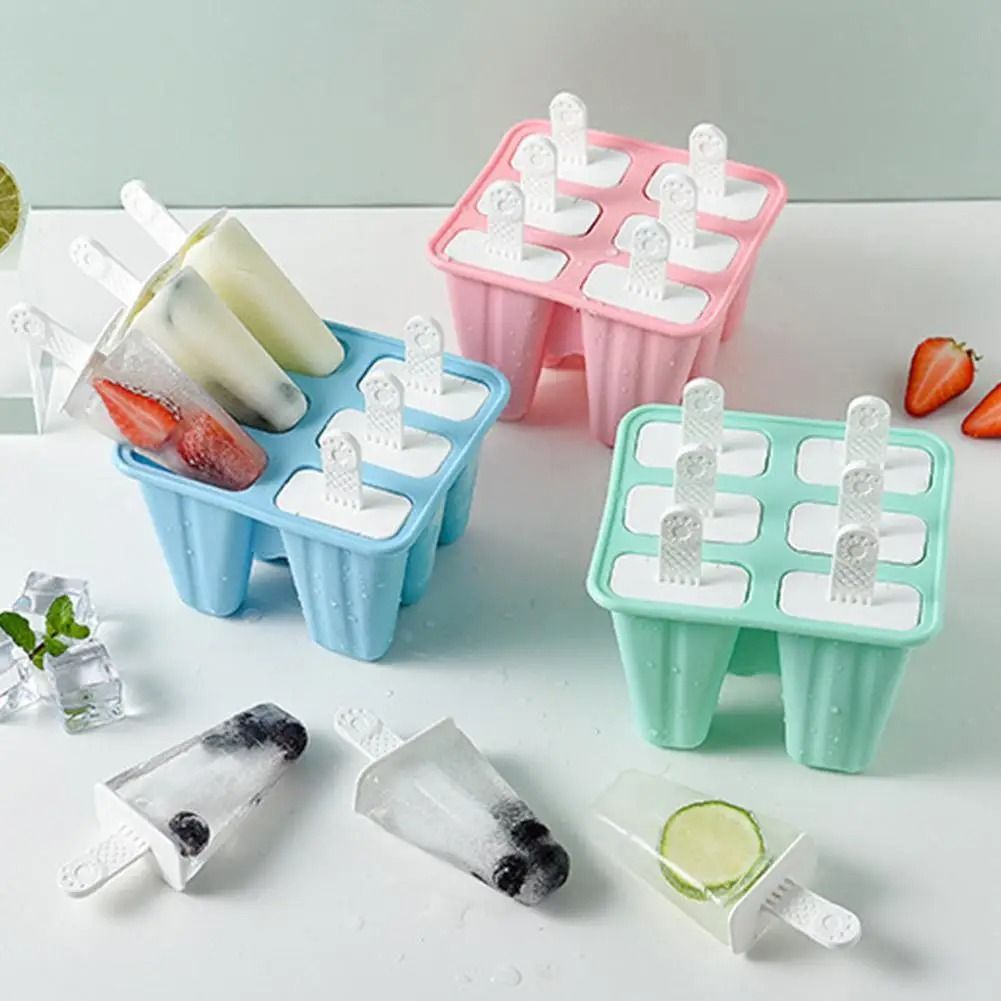 6 Grid Silicone Ice Cream Mold Reusable DIY Ice Cream Mold with Sticks